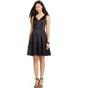 LAUREN RALPH LAUREN BLACK POLKA DOT FIT & FLARE SLEEVELESS COCKTAIL DRESS SZ 6P